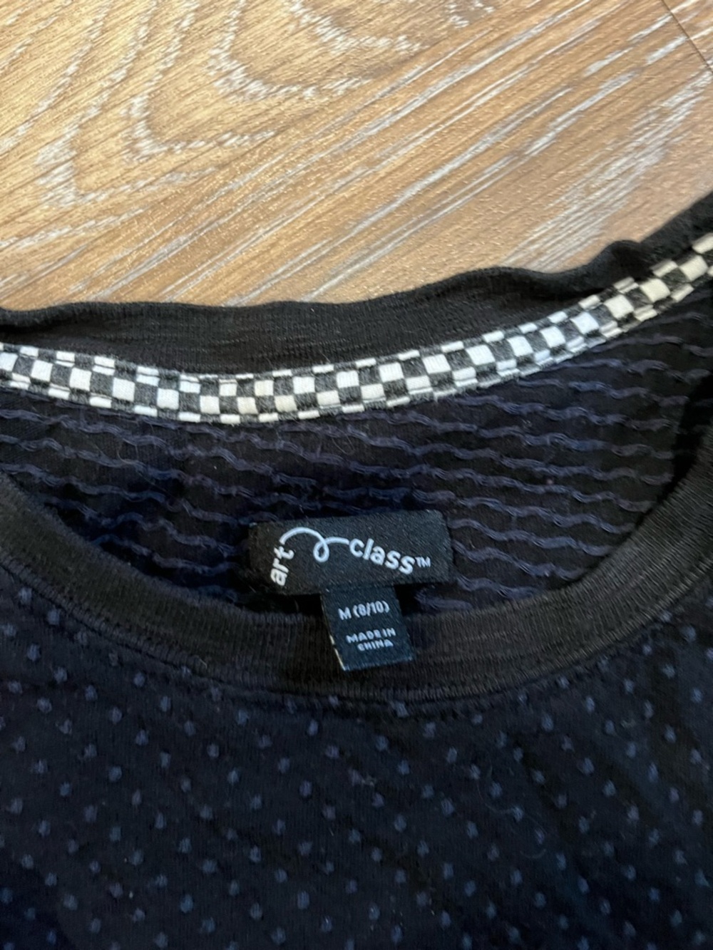 Art Class Black Textured boysTee with Checker Trim